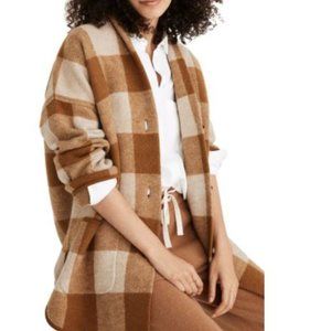 Madewell Plaid Jacket in Brown and Cream
